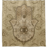 Hamsa Hand - Hand van Fatima pastelbruin Douchegordijn (Voorkant)
