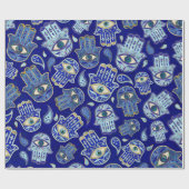 Hamsa hand - hand van het Fatimapatroon Blauwe min Cadeaupapier (Vlak)
