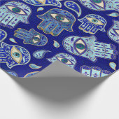 Hamsa hand - hand van het Fatimapatroon Blauwe min Cadeaupapier (Hoek)