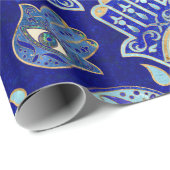 Hamsa hand - hand van het Fatimapatroon Blauwe min Cadeaupapier (Rol Hoek)