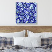 Hamsa hand - hand van het Fatimapatroon Blauwe min Canvas Afdruk (Insitu (Slaapkamer))