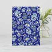 Hamsa hand - hand van het Fatimapatroon Blauwe min Feestdagenkaart (Staand voorkant)