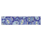 Hamsa hand - hand van het Fatimapatroon Blauwe min Korte Tafelloper (Horizontaal)