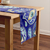 Hamsa hand - hand van het Fatimapatroon Blauwe min Korte Tafelloper (Voorbeeld)