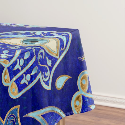 Hamsa hand - hand van het Fatimapatroon Blauwe min Tafelkleed (Voorbeeld)