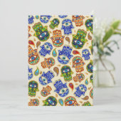 Hamsa hand - hand van het kleurrijke patroon van F Feestdagenkaart (Staand voorkant)