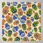 Hamsa hand - hand van het kleurrijke patroon van F Poster (Voorkant)