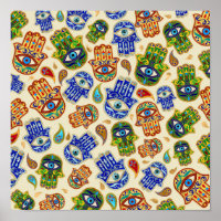 Hamsa hand - hand van het kleurrijke patroon van F