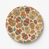 Hamsa Hand - Handhand van Fatima Blauwgroen Terrac Papieren Bordje (Voorkant)