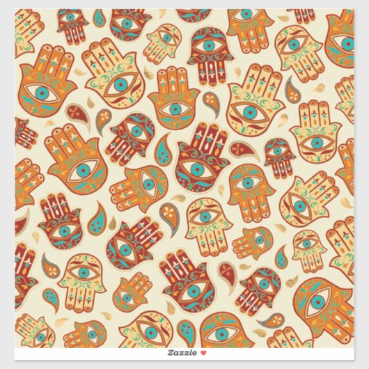 Hamsa Hand - Handhand van Fatima Blauwgroen Terrac Sticker (Vel)