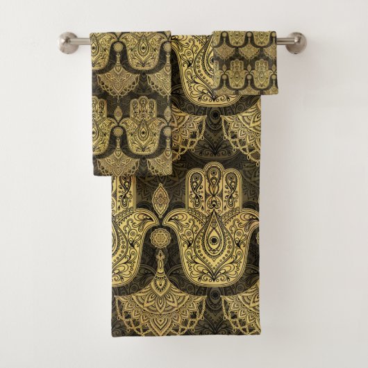 Hamsa Hand - Handje Fatima Pattern Bad Handdoek (Insitu)