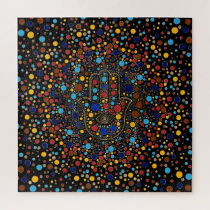 Hamsa Hand - Handje van Fatima kleurrijke stipkuns Legpuzzel