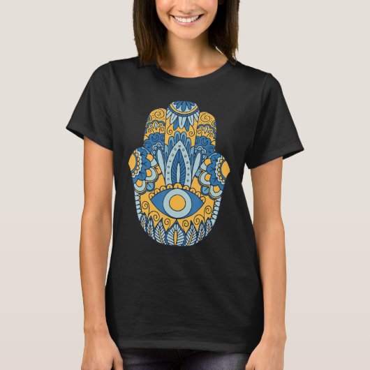 Hamsa Hand Hinduism Hamsa Eye Fatima Arabic Protec T-shirt (Voorkant)