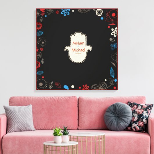 HAMSA HAND Jewish Wedding Sign-In Memory Board Canvas Afdruk (Insitu (Woonkamer))