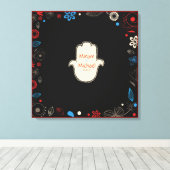 HAMSA HAND Jewish Wedding Sign-In Memory Board Canvas Afdruk (Insitu (Houten vloer))