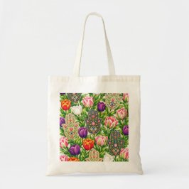 Hamsa Hand & Kleurrijke Tulpen Boosaardig Oog Bota Tote Bag