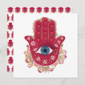 Hamsa Hand_Magenta_Cream Kaart (Voorkant / Achterkant)