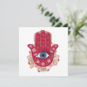 Hamsa Hand_Magenta_Cream Kaart (Staand voorkant)
