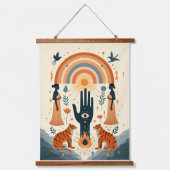 Hamsa Hand met Evil Eye – Beschermend en Stijlvol Hangend Wandkleed (Voorkant)
