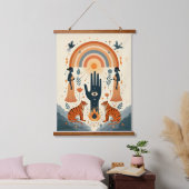 Hamsa Hand met Evil Eye – Beschermend en Stijlvol Hangend Wandkleed (Slaapkamer)