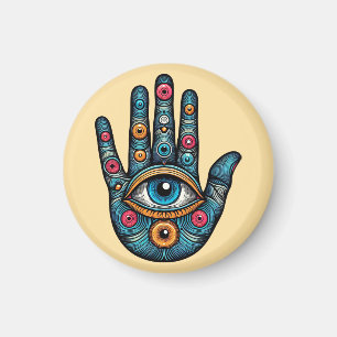 Hamsa Hand met oog en kunst illustratie Magneet
