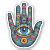 Hamsa Hand met oog en kunst illustratie Sticker (Voorkant)