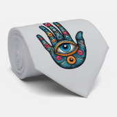 Hamsa Hand met oog en kunst illustratie Stropdas (Opgerold)