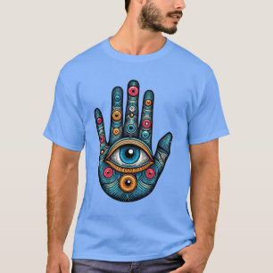 Hamsa-hand met oog kunstillustratie t-shirt