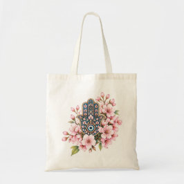 Hamsa Hand met Sakura Kersenbloesems & Boze Oog Tote Bag