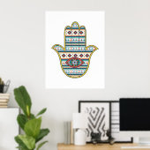 HAMSA Hand of Fatima symbol amulet, tribal Aztec Poster (Thuiskantoor)