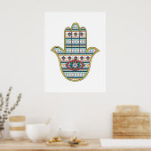 HAMSA Hand of Fatima symbol amulet, tribal Aztec Poster (Keuken)