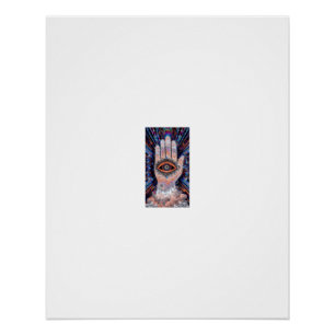 Hamsa Hand Oog Kosmische Straaluitbarsting Perfect Poster