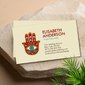 Hamsa Hand Ornament - rood, sinaasappel en zee gro Visitekaartje