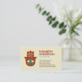 Hamsa Hand Ornament - rood, sinaasappel en zee gro Visitekaartje (Staand voorkant)
