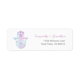 Hamsa Hand Paars en Blue Return Address Stickers