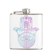 Hamsa Hand Paarse en Blue Waterverf Heupfles (Voorkant)