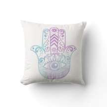 Hamsa Hand Paarse en Blue Waterverf