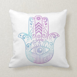 Hamsa Hand Paarse en Blue Waterverf Kussen