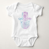 Hamsa Hand Paarse en Blue Waterverf Romper (Voorkant)