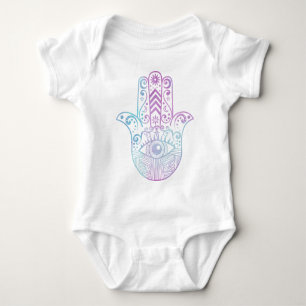 Hamsa Hand Paarse en Blue Waterverf Romper