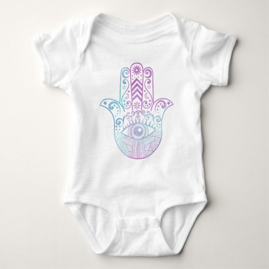 Hamsa Hand Paarse en Blue Waterverf Romper (Voorkant)