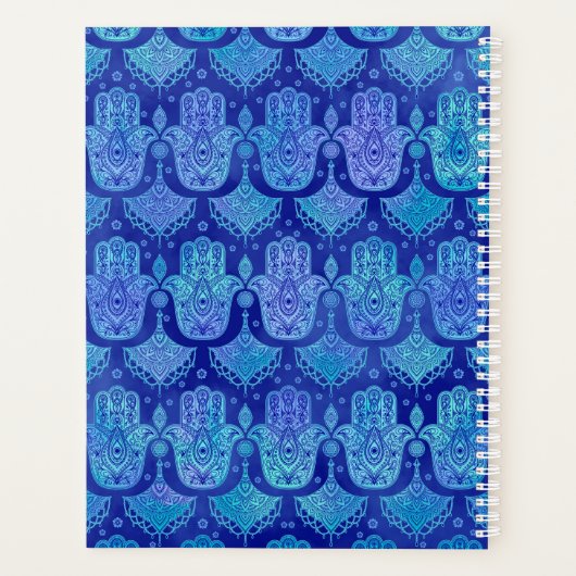 Hamsa Hand Pattern Blue waterverf Planner (Achterkant)