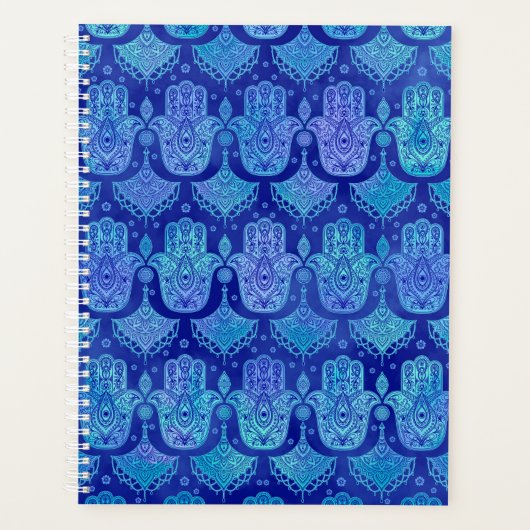 Hamsa Hand Pattern Blue waterverf Planner (Voorkant)