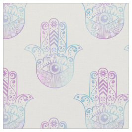 Hamsa Hand Pattern Paars en Blue Stof