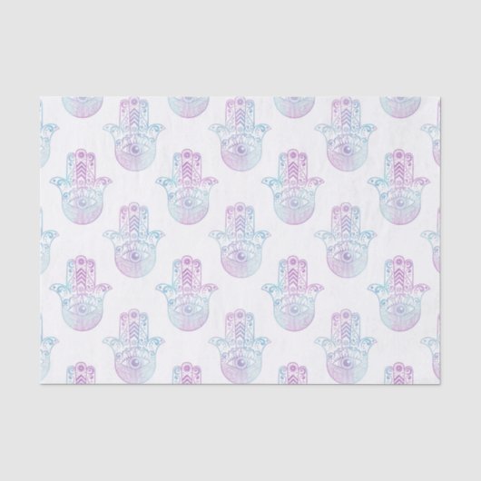 Hamsa Hand Pattern Paars en Blue Tissuepapier (Voorkant)