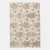 Hamsa Hand Pattern Pastel Gold Theedoek (Verticaal)
