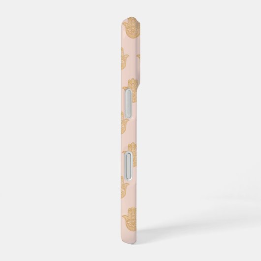 Hamsa hand Peach en Gold iPhone Case 16 Hoesje (Rechterkant)