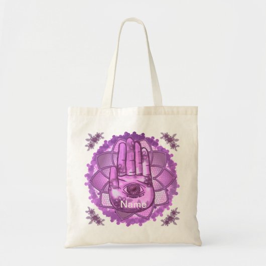 Hamsa Hand Pink Lotus canvas tas (Voorkant)