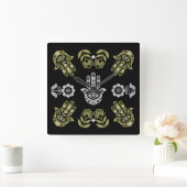 Hamsa Hand Protection Art Vierkante Klok (Huis)