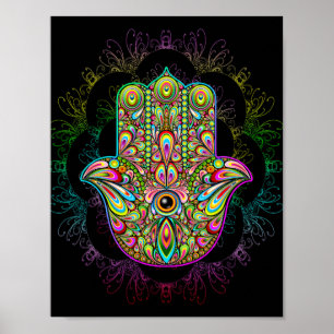 Hamsa Hand Psychedelic Art Poster